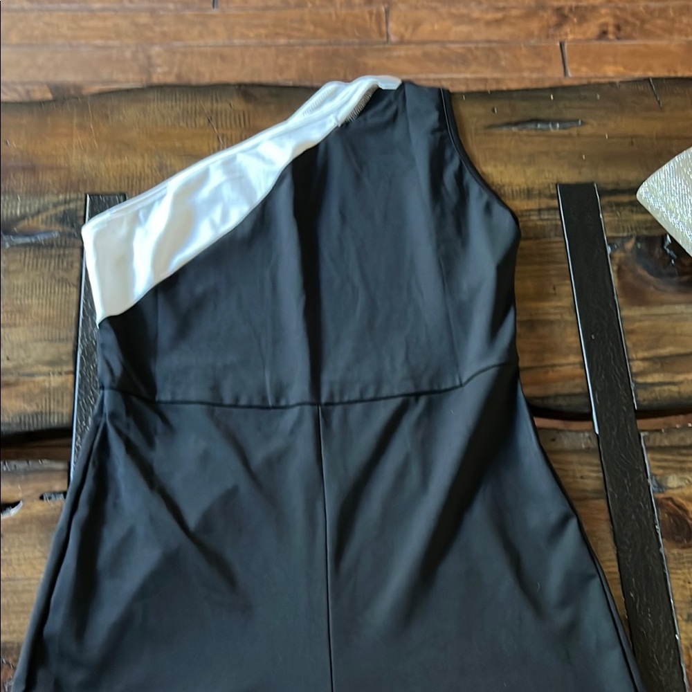 Chic Asymmetrical Black and White Jumpsuit
